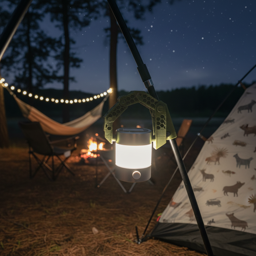 Support lampe LED camping